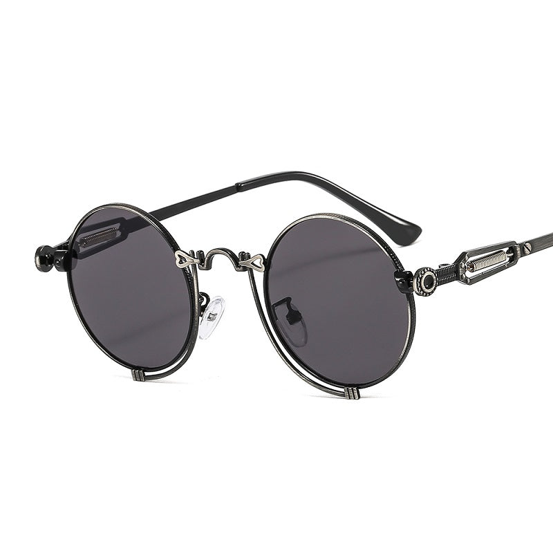 Punk New Round Frame Metal Sunglasses Spring Steam Wind