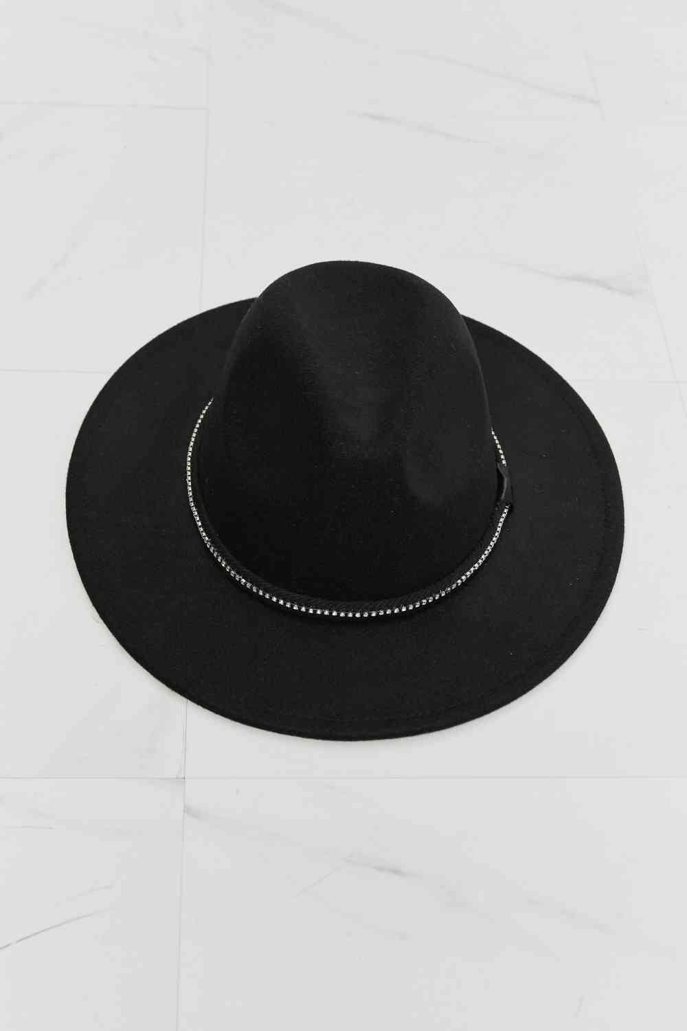 Bring It Back black fedora hat, interior detail view