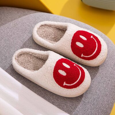 Red Smiley Face Cozy Slippers