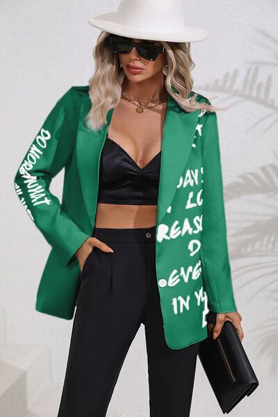 Do More Letter Graphic Button Up Blazer
