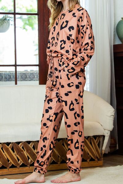 Leopard print two-piece lounge set back view