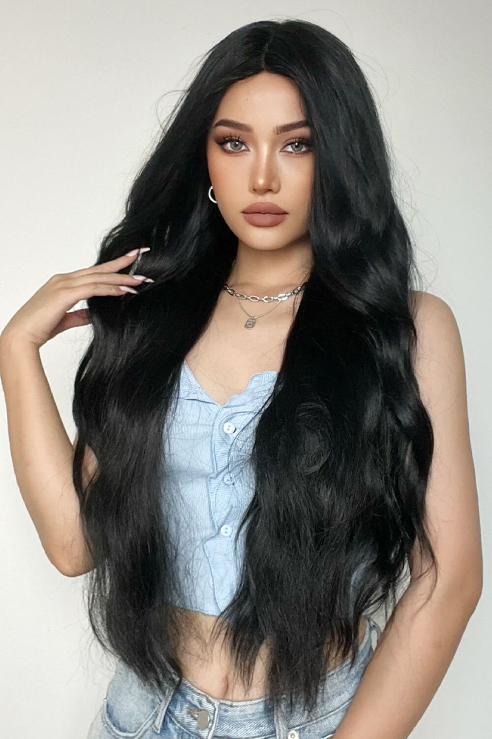 Full Machine Long Wave Synthetic Wigs 28'' D'Journè Fashion